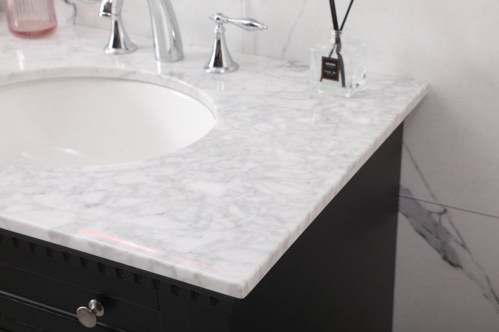 Home Living 21.5" Transitional Black-Light Bathroom Vanity, Black, 72