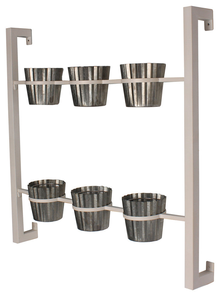 Kate and Laurel Groves Indoor Herb Garden Hanging Wall Planter, White, 6-Pot