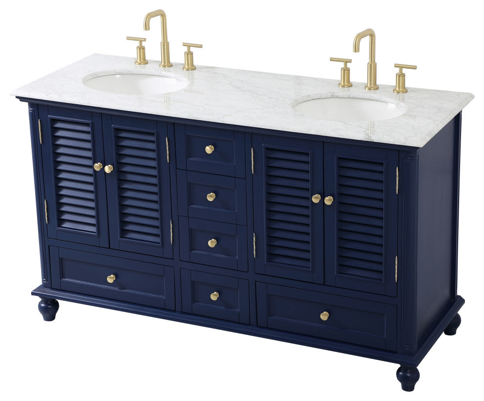 Rhett 60" Double Bathroom Vanity, Blue