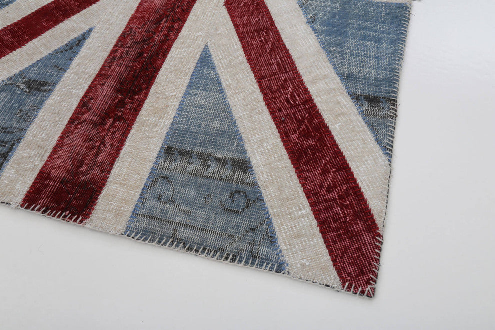 Rug N Carpet - Handwoven Anatolian 4' 0'' x 6' 0'' Flag Patchwork Rug