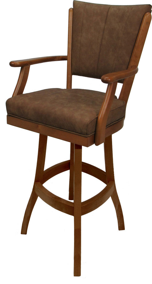 Classic Counter Bar Stools, Pecan Brown Vinyl Honey, 26"