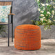 GDF Studio Collier Outdoor Handcrafted Cylinder Pouf Ottoman, Orange