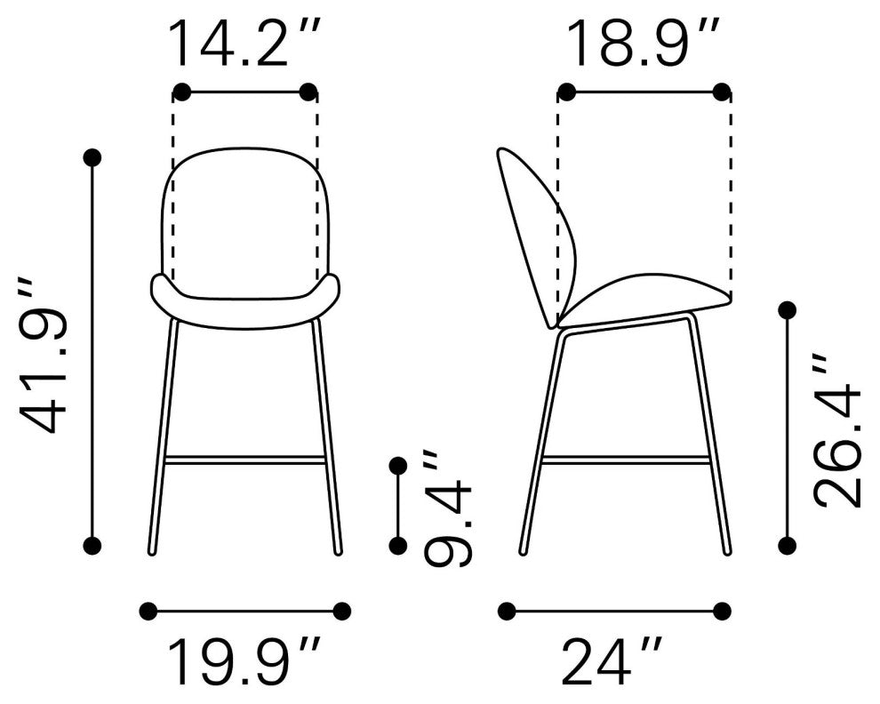 Counter Stool Chair, Steel Metal, Fabric, Red, Black, Bar Kitchen Cafe Bistro