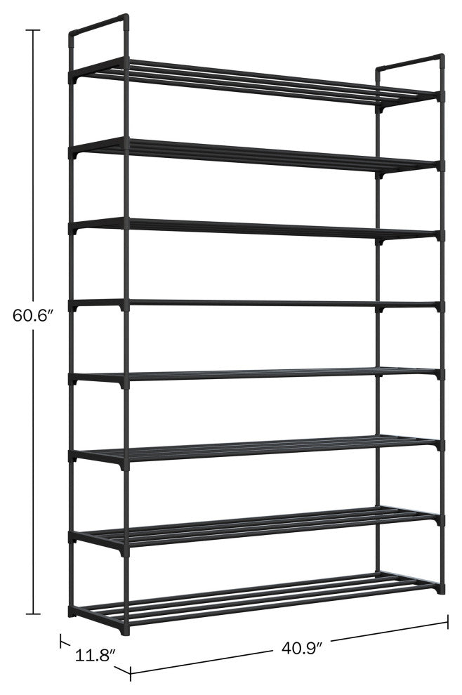 Shoe Rack 8-Tier Shoe Organizer for Closet, Bathroom, Entryway Holds 40 Pairs, Black