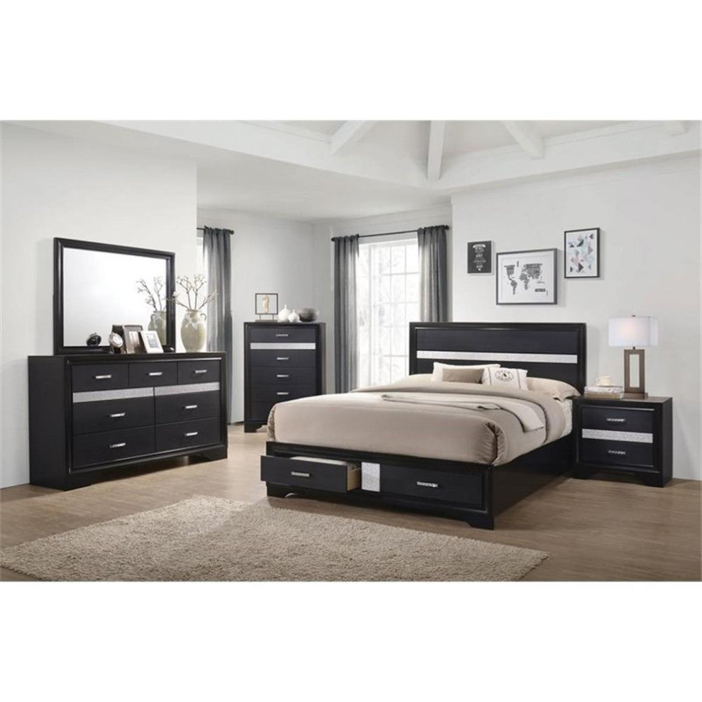 Coaster Miranda 4-piece Eastern King Platform Storage Wood Bedroom Set Black