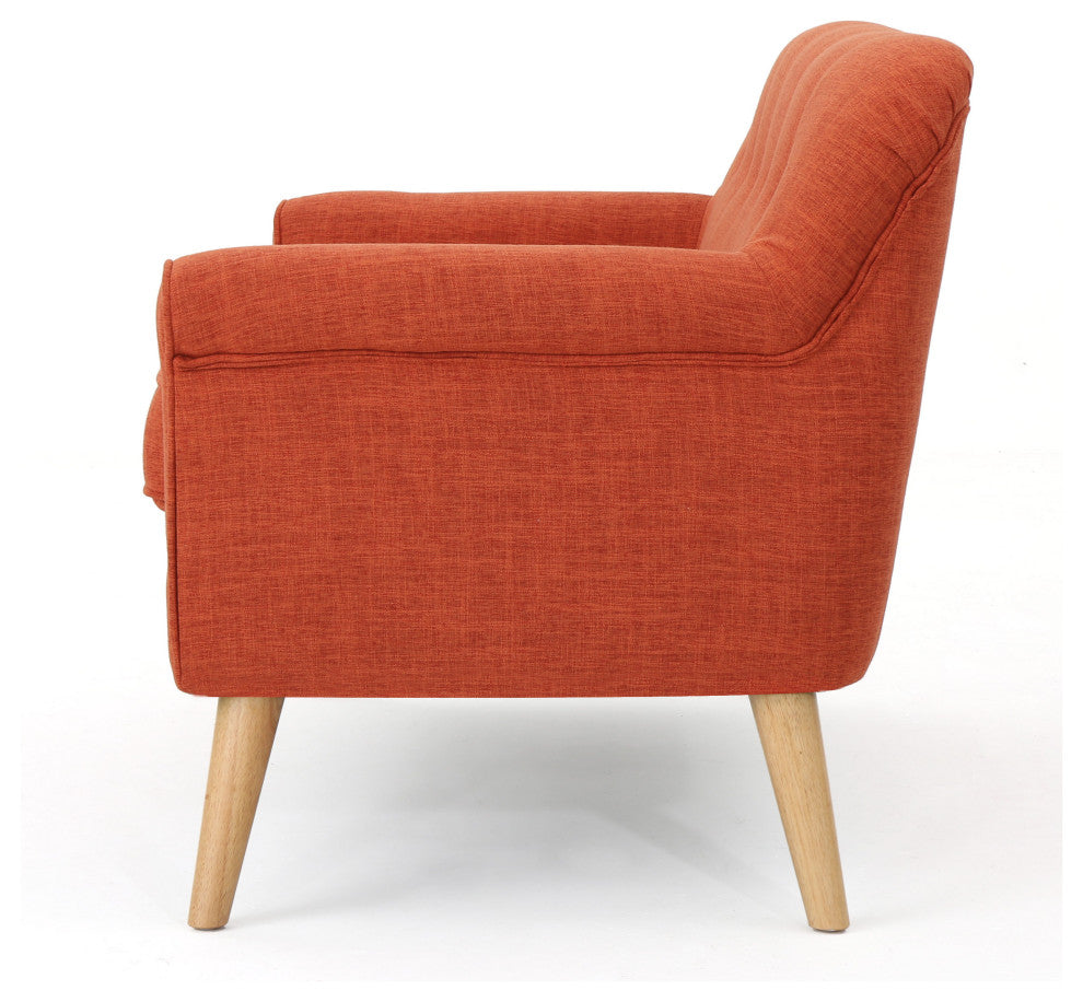 GDF Studio Mia Mid Century Modern Fabric Loveseat, Muted Orange