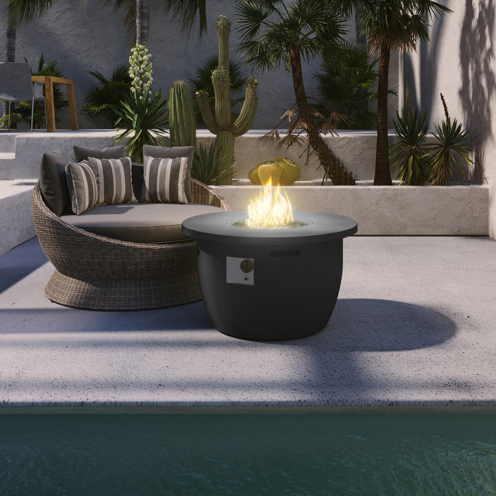 Martha Stewart Lily Pond Gas Heating 42" Round Dark Charcoal Fire Table