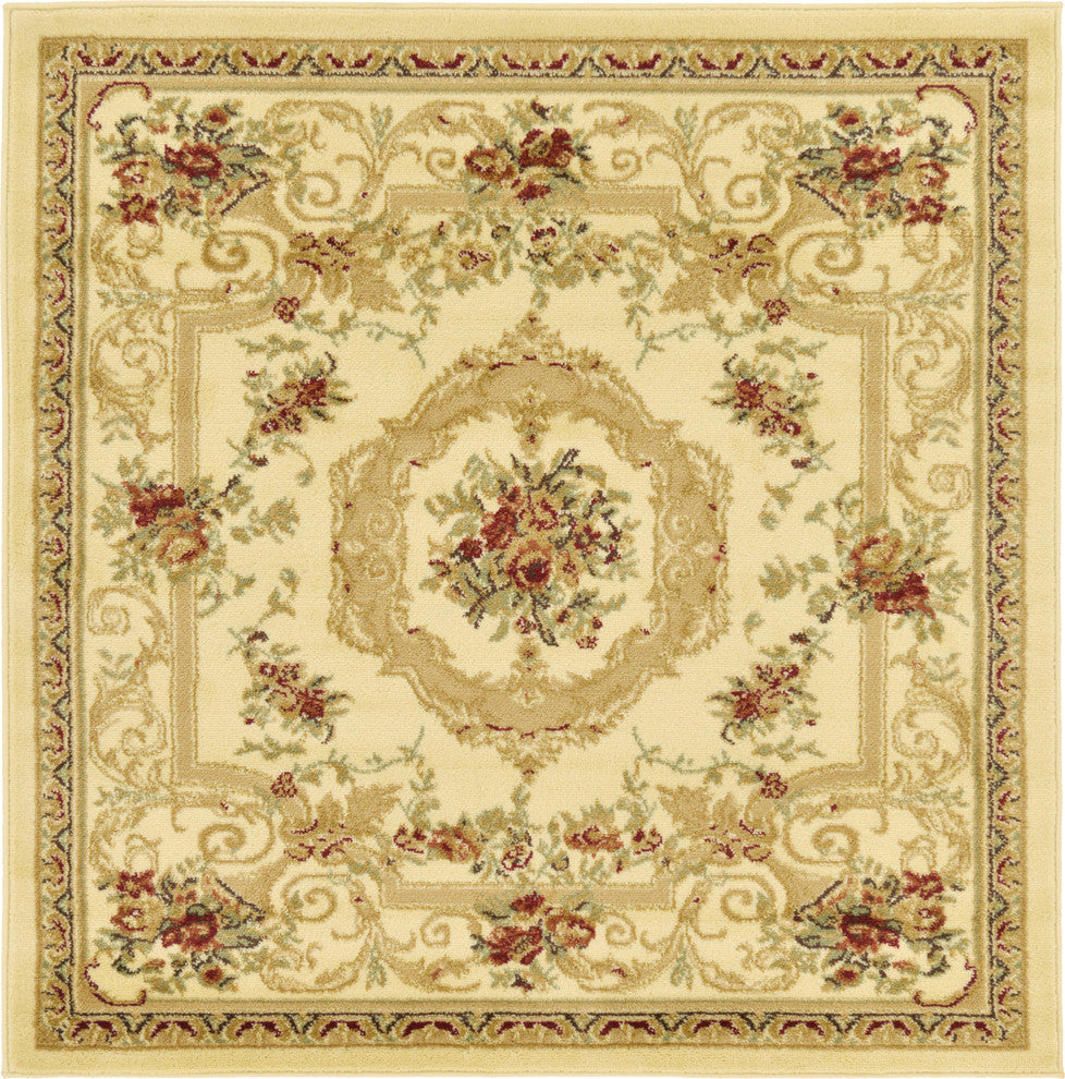 Unique Loom Cream Henry Versailles 4' 0 x 4' 0 Square Rug