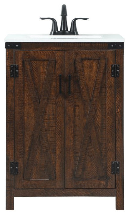 Home Living 19" Farmhouse Expresso-Light Bathroom Vanity