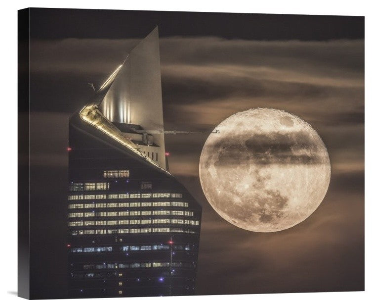"Handling The Supermoon" Stretched Canvas Giclee by Faisal Alnomas, 16x14"