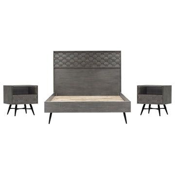 Makena 3 Piece Queen Bedroom Set in Grey Acacia Wood