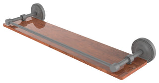 Prestige Regal 22" Solid Wood Shelf with Gallery Rail, Matte Gray