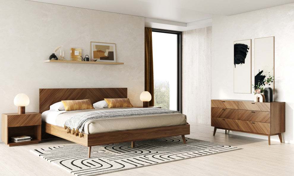 Nova Domus Kamela -Modern Walnut Bedroom Set, Eastern King