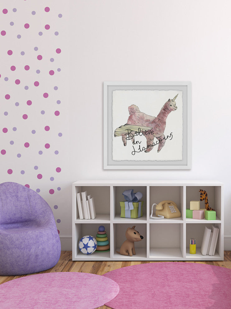 "Believe in Llamacorns" Framed Painting Print, 24"x24"