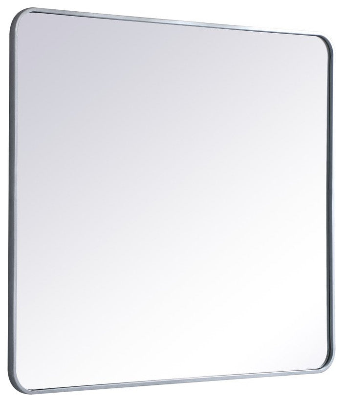 Ellis Soft Corner Metal Rectangular Mirror, Silver, 36"x40"