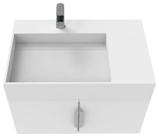CastelloUSA Amazon 30" Left Wall Mounted Bathroom Vanity Set, White, White Top, Brushed Nickel