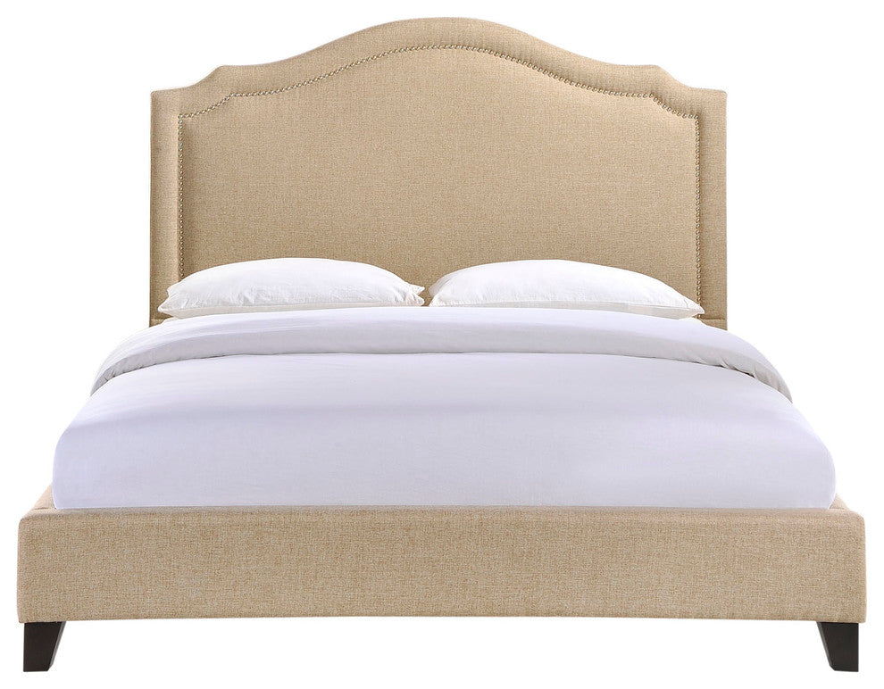 Modern Contemporary Bedroom Queen Bed Frame Beige