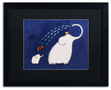 'Umbrella Elephant' Matted Framed Canvas Art by Carla Martell