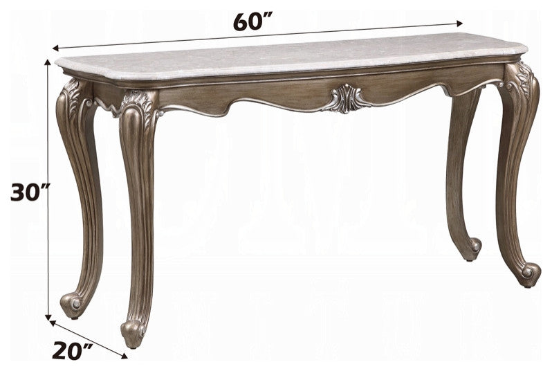 Elozzol Sofa Table, Marble Top and Espresso Finish
