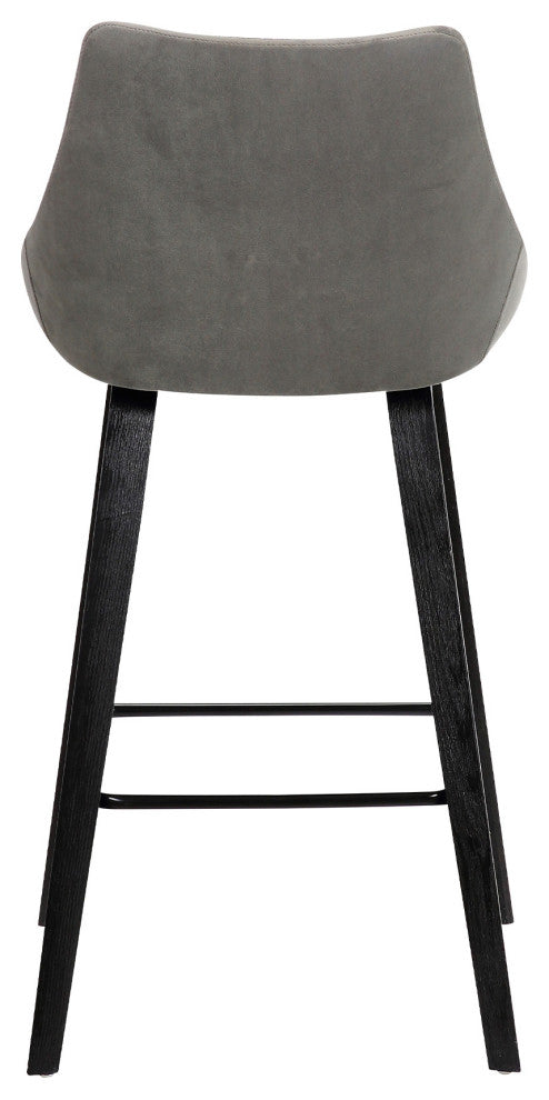 26" Gray Tufted Velvet Upholstered Bar Stool