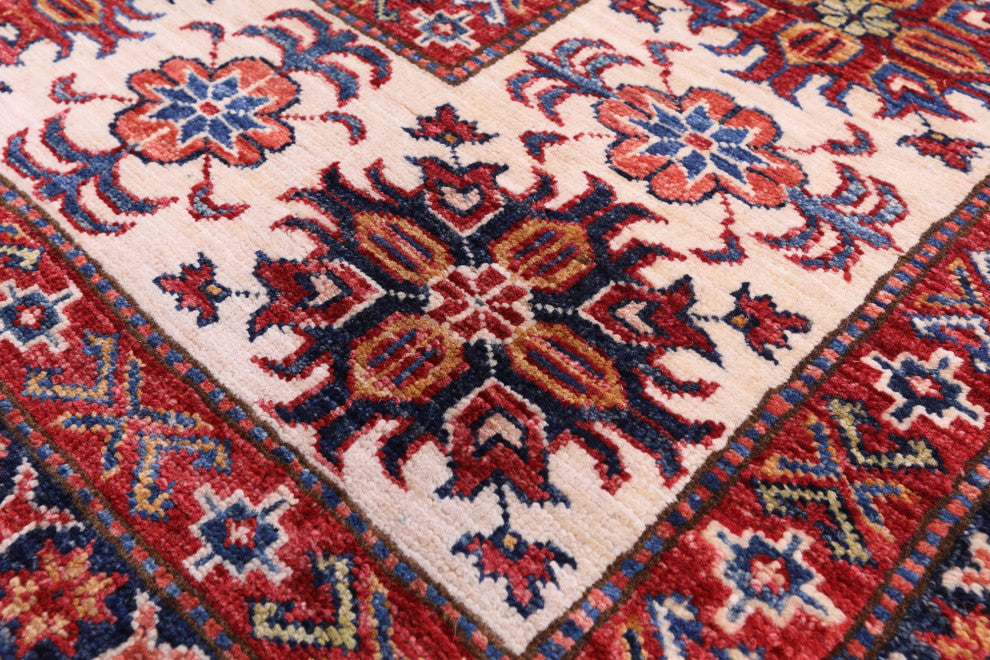 Super Kazak Geometric Hand Knotted Wool Rug 8' 8" X 12' 2" Q9526