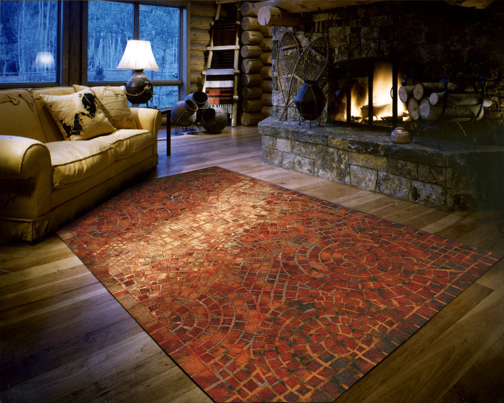 Visions V Arch Tile Indoor/Outdoor Rug Red 2'3"x8'