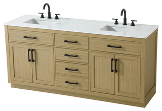 Home Living 72" Double Bathroom Vanity, Honey Brown