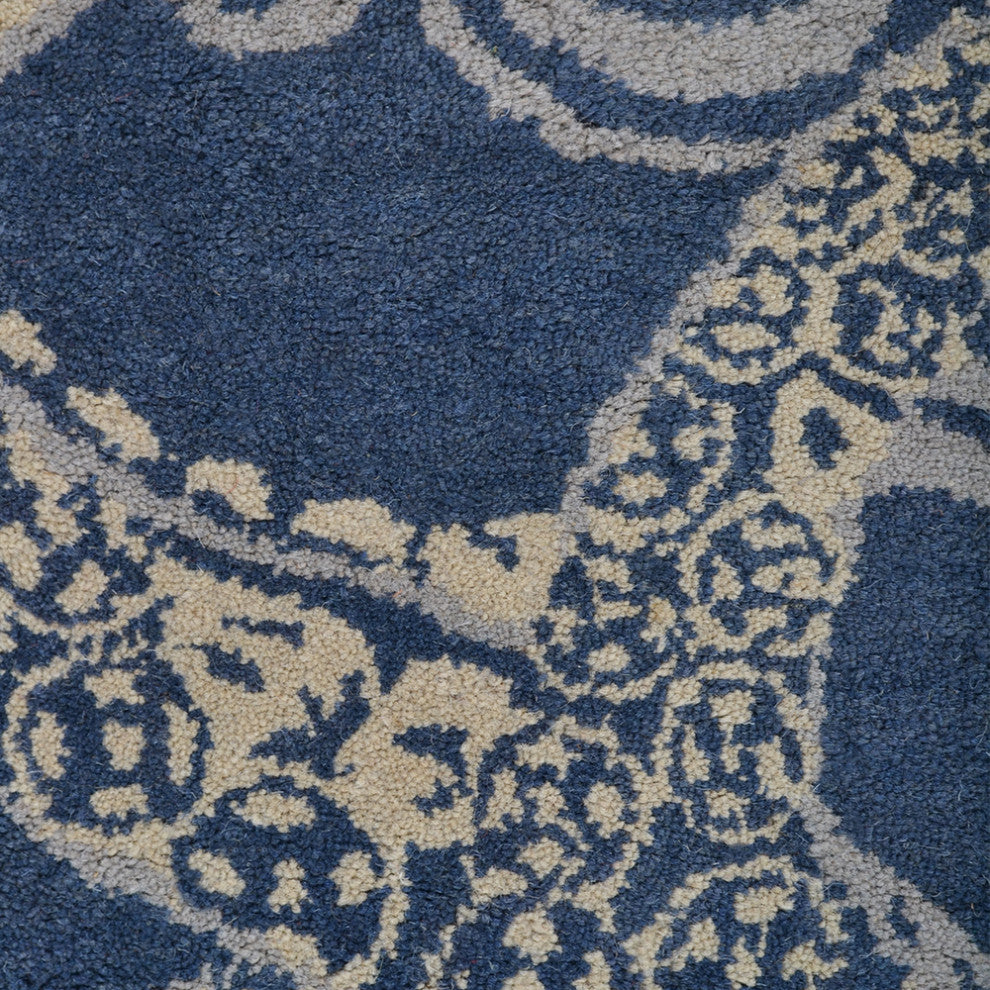 HAND TUFTED WOOL ECO-FRIENDLY AREA RUGS - Square,Blue Beige,Contemporary