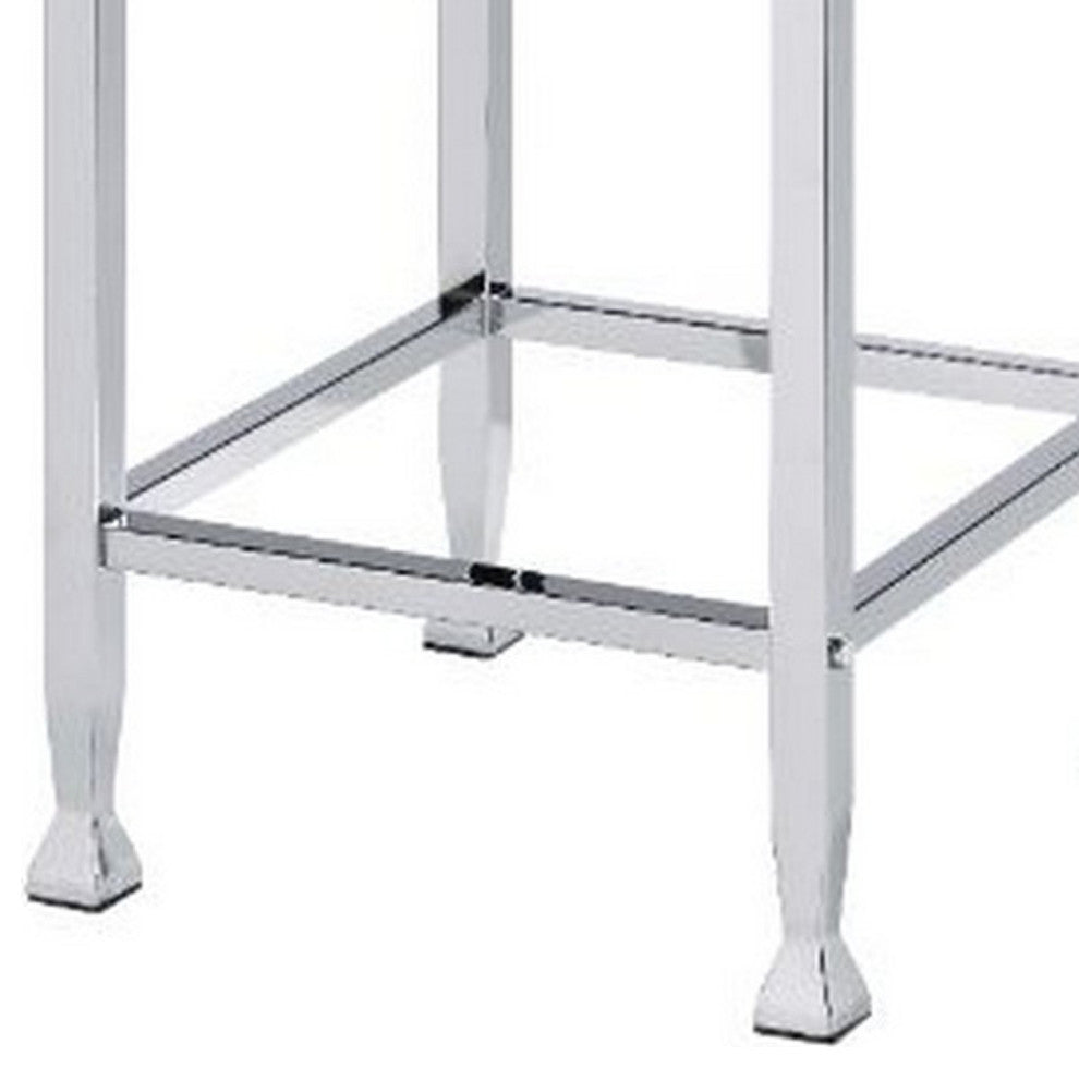 Benzara BM251121 Counter Height Stool With Padded Seat and Metal Base, Beige