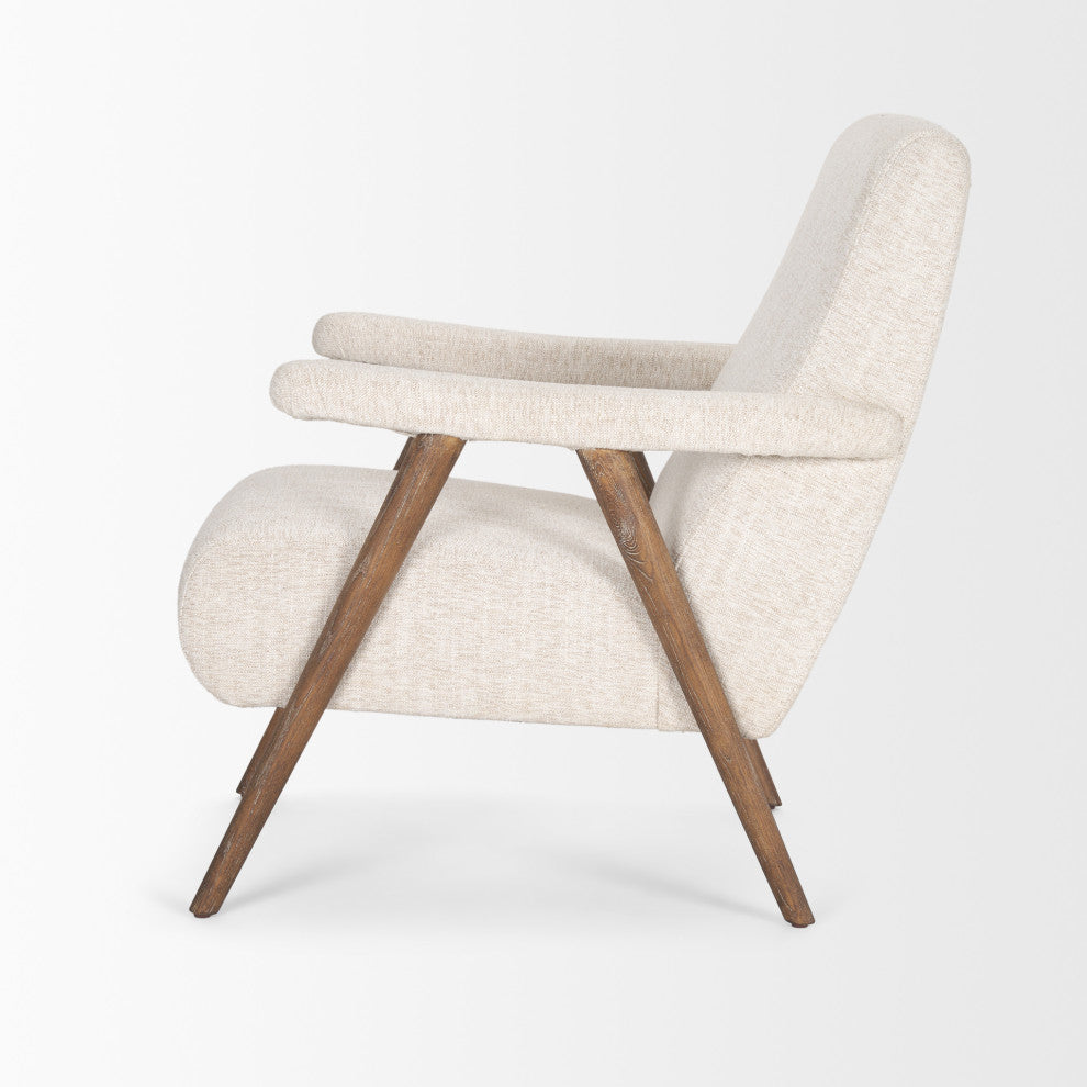 Nico Oatmeal Upholstered With Brown Wood Accent Chair
