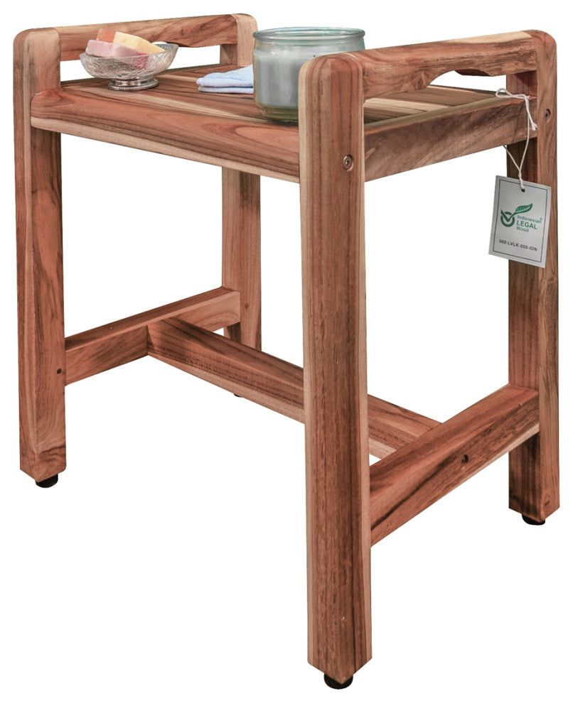 EcoDecors EarthyTeak Classic 18" Shower Bench With LiftAide Arms
