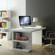 Contemporary Home Office Desk White Shelf Legs, White Top/White Legs