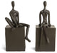 2-Piece Man and Woman Sitting on a Block Metal Bookend Set