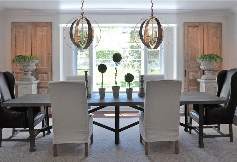 Luna 4 Light Bronze & Gold Sphere Mini Chandelier