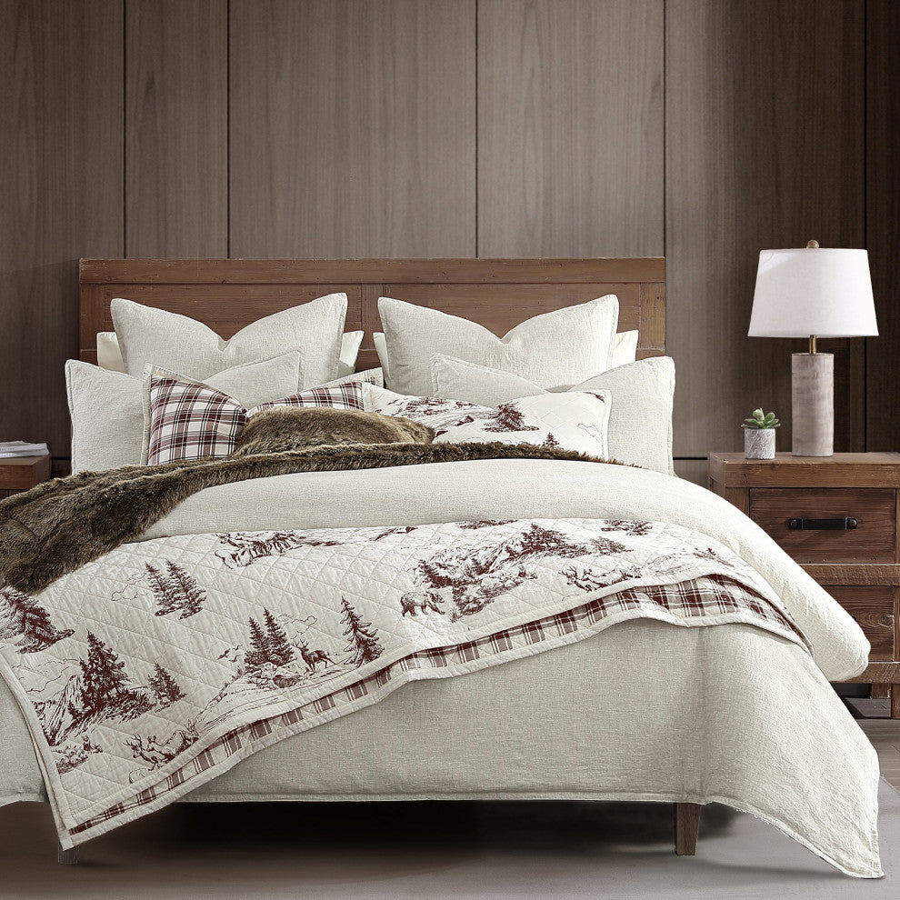 White Pine Reversible Quilt Set, Full/Queen, White, 3PC