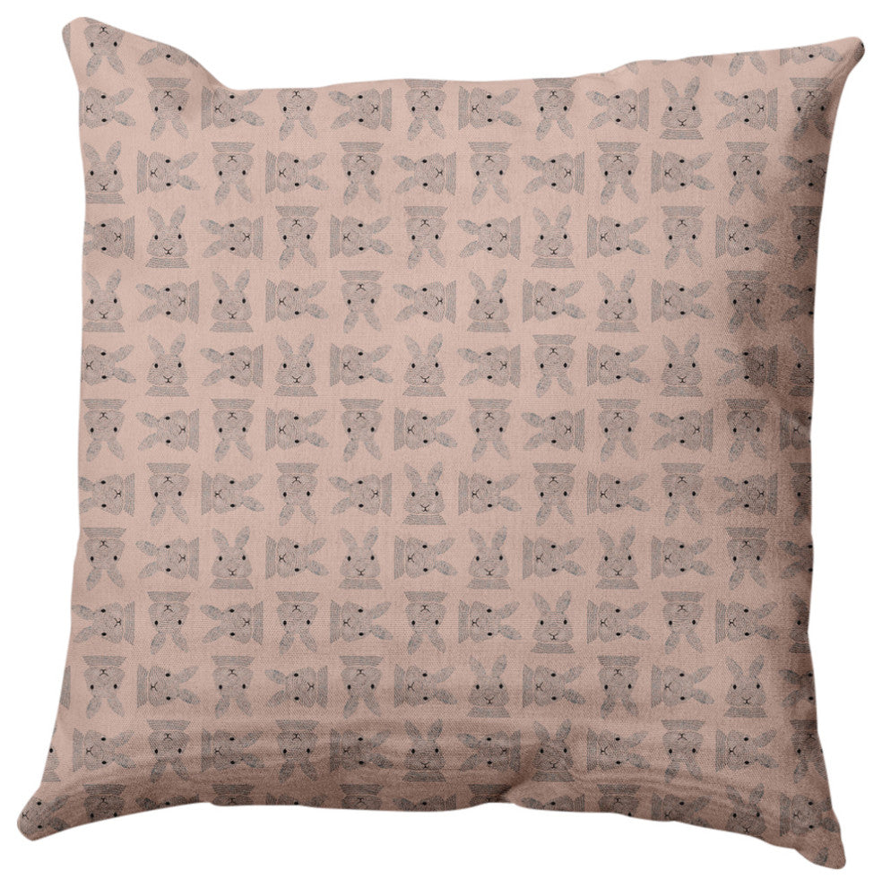 Criss Cross Bunnies Easter Decorative Throw Pillow, Sunwashed Red, 18x18"