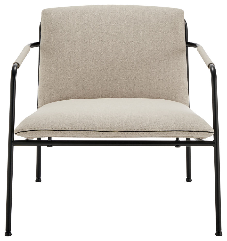 Ludvig Lounge Chair, Tan Fabric With Black Frame