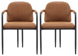 GDF Studio Modern Dining Chair With Iron Frame, Set of 2, Black/Reddish Brown