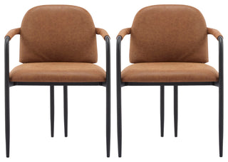 GDF Studio Modern Dining Chair With Iron Frame, Set of 2, Black/Reddish Brown