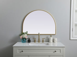 Metal Frame Arch Mirror 33X24 Inch, Brass