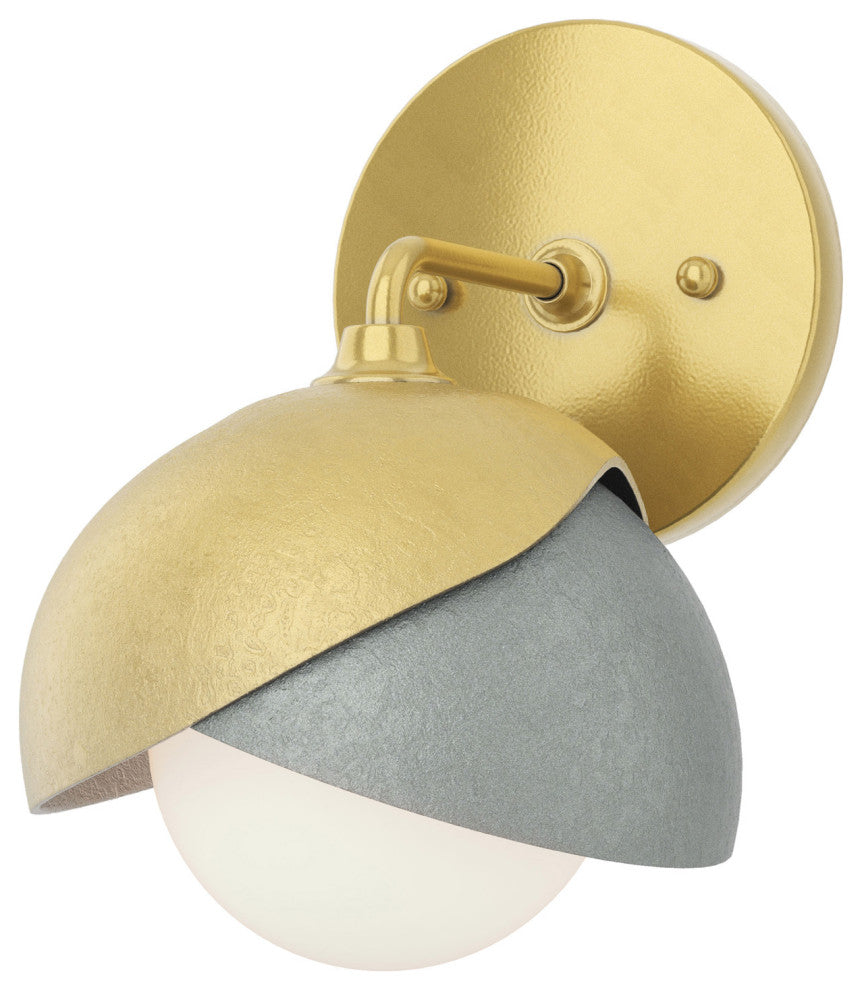 Brooklyn 1-Light  Bath Sconce, Modern Brass, Vintage Platinum, Opal Glass