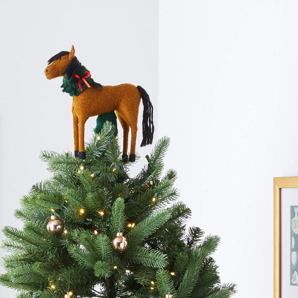 Horse Christmas Tree Topper in Hand Felted Wool