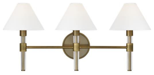 Generation Lighting, LV1043TWB, 3-Light Vanity, Time Worn Brass