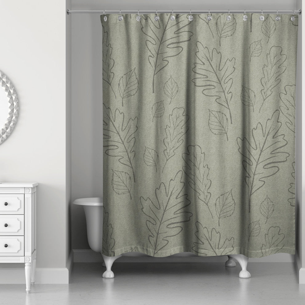 Green Large Leaf Pattern 71x74 Shower Curtain