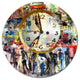 People And Time Acrylic Watercolor, Abstract Disc Metal Wall Art, 23"