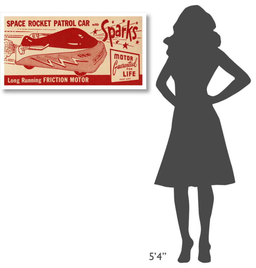 "Space Rocket Patrol Car" Digital Paper Print by Retrotrans, 38"x20"