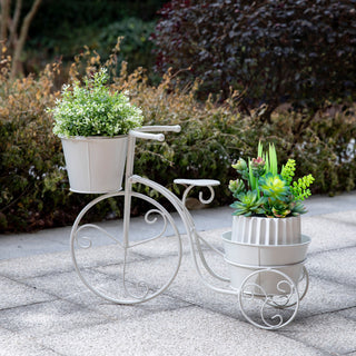 21.5"L Metal Bicycle Plant Stand, White