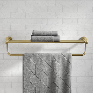 Elie Bathroom Shelf With Towel Bar, Brushed Gold