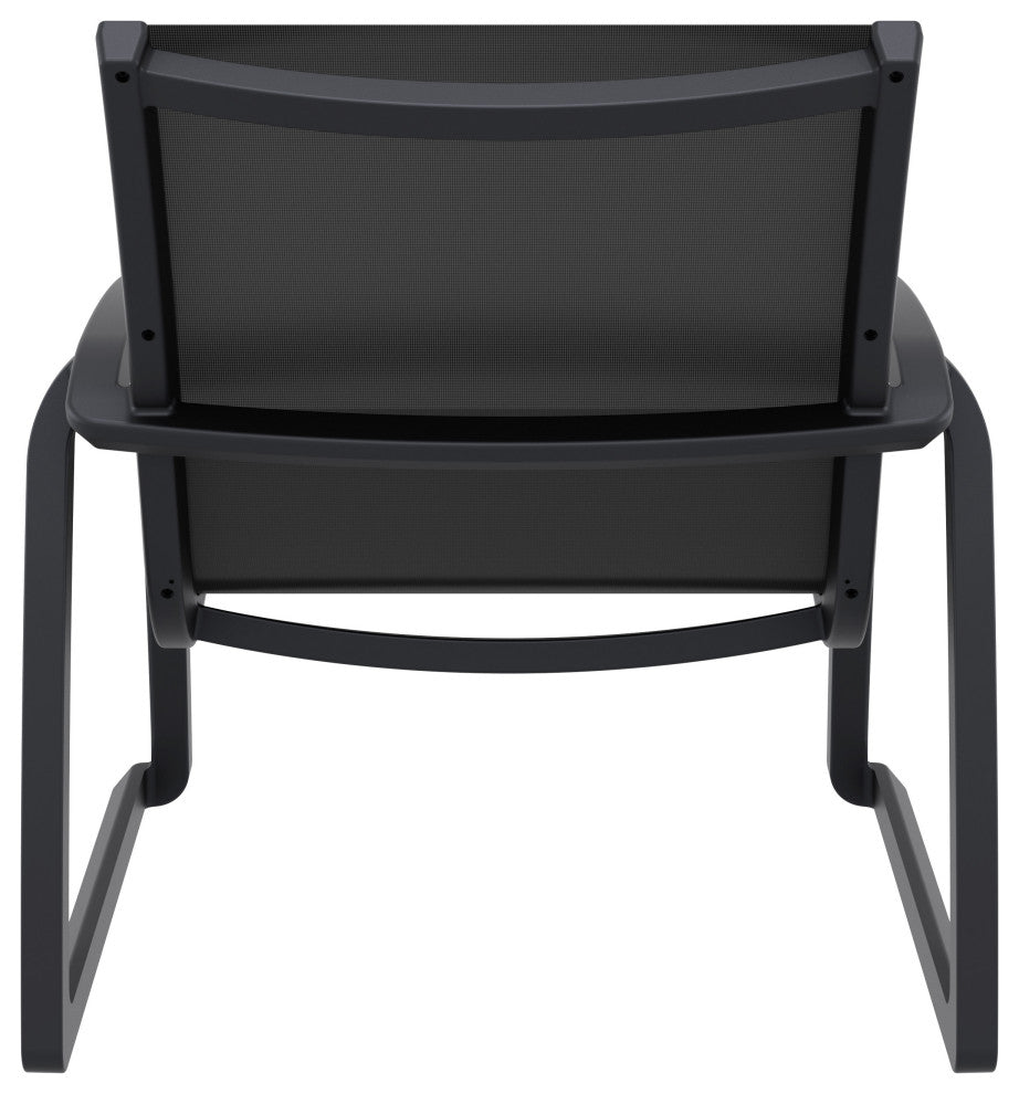 Pacific Club Arm Chair Frame Black Sling Set of 2, Black-Black