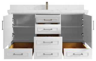 Aberdeen 60 Single Bathroom Vanity in White 2" Empira Quartz